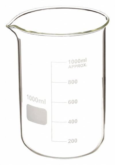 APPROVED VENDOR Beaker: 1 L, 33.81 fl oz, Low Form, Colorless, Glass - Low Form Glass Beakers
