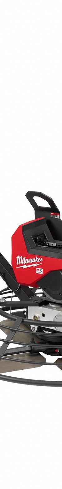 MILWAUKEE Trowel Kit: 36 in Ring Dia, 14 in Lg, 8 in Wd, Electric, Aluminum/Plastic/Rubber/Steel (MPN MXF336-3HD). Key specifications — Brand: MILWAUKEE; Includes: (3) Batteries; Engine: Electric; Blade Material: Plastic.