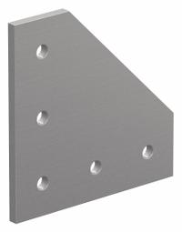 90° Angled Flat Plate: 90° Angled Flat Plate, 40 Series, 6 mm x 120 mm x 120 mm, 5 Holes, Silver (MPN 40-4351). Key specifications — Material: Aluminum; Brand: 80/20; Finish: Anodized.