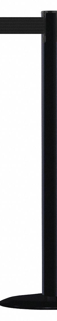 TENSABARRIER Barrier Post with Belt: Black, No Pattern, No Legend, 7 1/2 ft Belt Lg, Black (MPN 875-33-STD-NO-B9X-C). Key specifications — Base Material: Cast Iron; Belt Color: Black; Brand: TENSABARRIER; Post Material: Plastic; Post Color: Black; Message: No Legend.