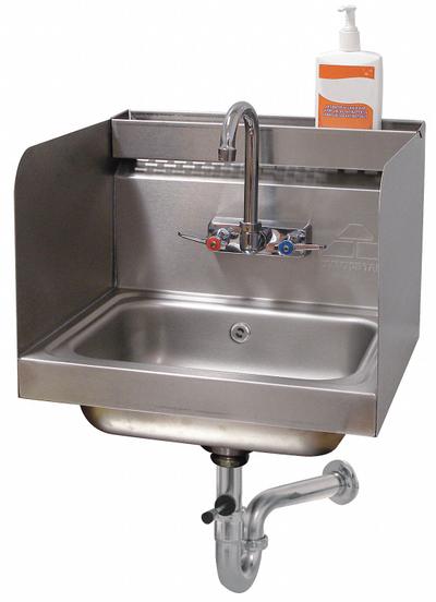 ADVANCE TABCO Hand Sink: 1 Stations, 5 in Bowl Dp, 14 in Bowl Lg, 10 in Bowl Wd - One-Station Wall-Mounted Hand Sinks with Faucets