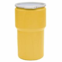 EAGLE Transport Drum: HDPE, 14 gal, Lever Lock Ring, Unlined/No Interior Coating, 26 1/2 in x 15 in (MPN 1610). Key specifications — Drum Material: HDPE; Drum Head Type: Open Head; UN Rating Solids: 1H2/Y100/S; UN Rating Liquids: 1H2/Y100/S; Interior Lining: Unlined/No Interior Coating; Drum Message Text: None; Closing Ring Material: Plastic; For Holding: Hazardous Materials.