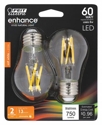FEIT ELECTRIC Compact LED Bulb: Medium Screw (E26), LED, (A) Classic, A15, 8 W Watt, 2700K - Medium Screw Base (E26) Lamps