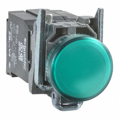 SCHNEIDER Pilot Light: 22 mm Panel Mounting Size, Green, Incandescent - Incandescent Pilot-Lights