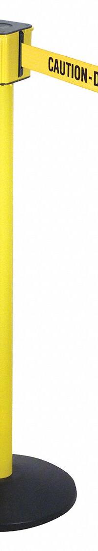 RETRACTA-BELT Barrier Post with Belt: Yellow, No Pattern, Caution Do Not Enter, 30 ft Belt Lg (MPN PM412-30YA-CAU). Key specifications — attr981468: Cast Iron; attr981465: Yellow; attr981461: RETRACTA-BELT; attr981440: Aluminum; attr981443: Yellow; attr981449: Caution Do Not Enter; attr981448: Black.