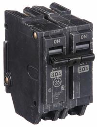 GE Miniature Circuit Breaker: THQL, 80 A, 120/240V AC, Single Phase, 10kA at 120/240V AC, Std (MPN THQL2180). Key specifications — Amps: 80 A; AC Voltage Rating: 120/240V AC; Phase: Single; Max. AIR Rating: 10kA at 120/240V AC; For Use With: Power Mark Gold Load Centers and AQ Lighting Panels.