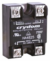 CRYDOM Solid State Relay: Surface Mounted, 90 A Max Output Current, SCR, AC Output (MPN HA4890). Key specifications — Brand: CRYDOM; Current Type: AC; Electrical Connection: Screw Clamp; Finger Safe: No; Input Current: 10 mA; Maximum Output Current without Heat Sink: Not Recommended; Mounting Style: Panel; Output Voltage: 48 to 530V AC.