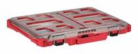 MILWAUKEE PACKOUT Tool Case: 19 11/16 in W x 16 5/16 in D x 2 1/2 in H, Plastic, Red, 10 Dividers (MPN 48-22-8431). Key specifications — attr1120253: MILWAUKEE; attr1120340: Plastic; attr1120341: Red; attr1120220: (1) Packout Low Profile Organizer.
