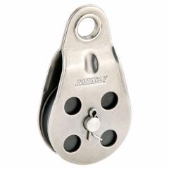 RONSTAN Pulley Block: Fixed, Pulling, 1,870 lb Working Load Limit, 1/4 in Compatible Rope Dia, Nylon (MPN RF104). Key specifications — Product Type: Pulley Block; Brand: RONSTAN; Compatible Rope Type: Wire Rope; Pulley Type: Fixed; Attachment Type: Fixed Eye; Operation: Pulling; Bearing Type: Sleeve; Finish: Plain.