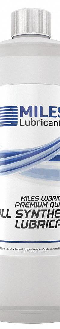 MILES LUBRICANTS Compressor Oil: 16 fl oz, Bottle, 10 SAE Grade, 32 ISO Viscosity Grade, Food Grade (MPN MSF1545007). Key specifications — attr59744: 109; attr59746: 32; attr59736: Yes; attr59735: Bottle; attr59738: Miles FG Comtech Clean; attr59749: 10.