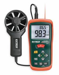 EXTECH Anemometer: 1 fpm Air Velocity Resolution, CFM, Rotating Vane, Air Flow/Air Velocity/Temp (MPN AN200). Key specifications — Data Logging: No; Manufacturer Part Number: AN200; Brand: EXTECH; Temperature Accuracy: +/-2.0°F; Digital Display Screen Type: LCD; Display Type: Digital; Includes: Carrying Case; Power Source: Battery.