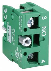 DAYTON Contact Block: 22 mm Panel Mounting Size, 1NO, Momentary, Screw Clamp Terminals (MPN 30G075). Key specifications — Switch Action: Momentary; Terminal Connection Type: Screw Clamp Terminals; Brand: DAYTON.