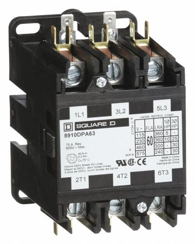 SQUARE D Definite Purpose Magnetic Contactor: 3 Poles, 208-240V AC, 60 A - Non-Reversing Definite Purpose Contactors