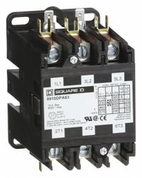 SQUARE D Definite Purpose Magnetic Contactor: 3 Poles, 208-240V AC, 60 A, Non-Reversing (MPN 8910DPA63V09). Key specifications — Brand: SQUARE D; Coil Voltage: 220/208-240V AC; Contactor Style: HVACR Definite Purpose Contactor; Terminal Connection Type: Quick-Disconnect Terminals; Maximum Voltage Rating: 600V AC; Series: 8910 Series Type DPA; Phase: Three; Main Pole Contact Form: 3NO.