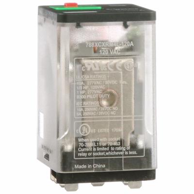 SCHNEIDER General Purpose Relay: Socket Mounted, 10 A Current Rating, 120V AC, 3PDT - Socket-Mounted Relays