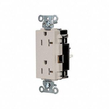 HUBBELL Receptacle: Decorator Duplex, 5-20, Light Almond, 125V AC, 20 A - General Purpose Receptacles