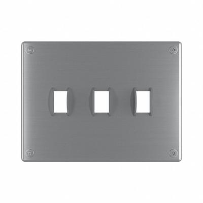 LEGRAND Wall Plate: Toggle, 3 Gang, Silver - Tamper-Resistant Wall Plates