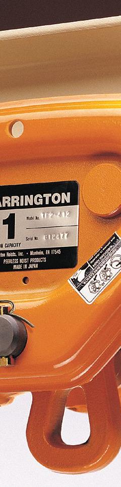 HARRINGTON Trolley: Push, 20,000 lb Max Hoist Load Capacity (MPN PT100). Key specifications — For Beam Shape: Flat; Trolley Frame Material: Steel.