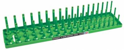 HANSEN Socket Tray: Green, 22 in Overall Wd, 54 Posts/Slots, Plastic - Socket Rails & Trays