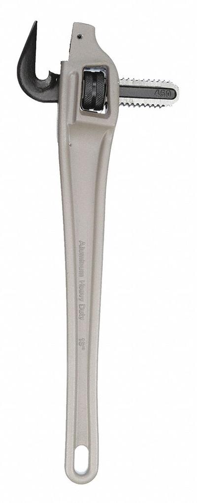 WESTWARD Offset Pipe Wrench: Aluminum, 2 1/2 in Jaw Capacity, Serrated, 18 in Overall Lg - Offset Pipe Wrenches