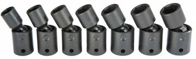 PROTO Impact Socket Set: 1/2 in Drive Size, 7 Pieces, 13 mm to 19 mm Socket Size Range - Metric Flex Impact Socket Sets
