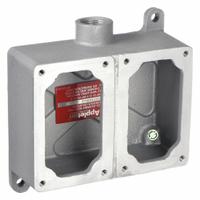 APPLETON ELECTRIC Mounting Body: 2 Gangs, Copper-Free Aluminum, 3/4 in Hub Size, Dead End (MPN EFD275A-NL-Q). Key specifications — Brand: APPLETON ELECTRIC; Hub Type: Dead End.