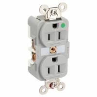 HUBBELL Receptacle: Hospital Grade Fed. Spec., Duplex, 5-15R, Gray, 125V AC, 15 A, 2 Pole / 3 Wire (MPN HBL8200GY)
