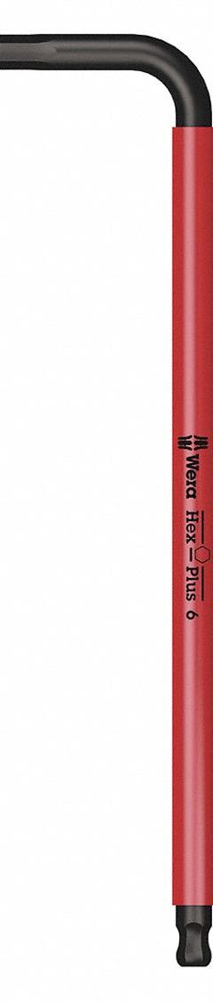 WERA Hex Key: 1 Ball Ends, 6 mm Tip Size, Metric, Long, Alloy Steel, Black Oxide, 6 3/4 in Handle Lg (MPN 05022612001). Key specifications — attr1205521: WERA; attr1205526: Black Oxide.