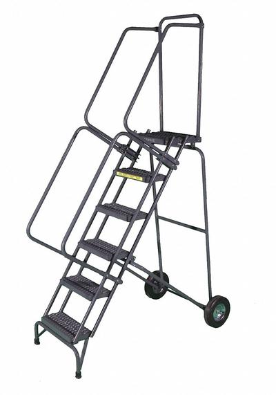 BALLYMORE Rolling Ladder: 4.2 ft Platform Ht, Unassembled, No Locking Mechanism - Steel Folding Ladders