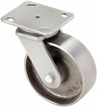HAMILTON Plate Caster: Swivel, No Brake, Steel, 6 in Wheel Dia, 2 in Wheel Wd, 7 1/2 in Mounting Ht (MPN S-WH-6FSB). Key specifications — Wheel Bearing Type: Ball; Wheel/Tread Color: Silver; Brand: HAMILTON; Caster Type: Swivel.