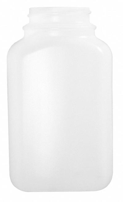 QORPAK Bottle: 250 mL, 8.5 fl oz, HDPE, Natural, 43-400 mm Screw Closure Size - HDPE Rectangular Lab Bottles