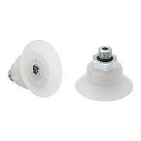SCHMALZ Vacuum Pad Assembly: Flat, G1/8 in Vacuum Port, 54.3 mm Pad Dia, Food Grade Silicone Rubber (MPN 10.01.01.14100). Key specifications — attr1019136: 10.01.01.14100; attr1019138: SCHMALZ; attr1019139: 55 A.