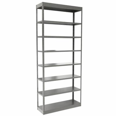 HALLOWELL Metal Shelving: Standalone, Heavy-Duty, 36 in x 12 in, 84 in Overall Ht - Full-Access Heavy-Duty Bolted & Clip-Mount Standalone Open Metal Shelving