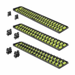ERNST MANUFACTURING Socket Organizer: Yellow, 4 in Overall Wd, 114 Posts/Slots, Sockets (MPN 8512). Key specifications — attr1125333: (6) Ratchet and Extensions; attr1125346: ERNST MANUFACTURING; attr1125347: Yellow; attr1136588: Sockets; attr1125364: Socket Bit Tray.