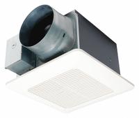 Bathroom Fan: Ceiling, 110 cfm_130 cfm_150 cfm Max, 0.3 sones, 1 Speed, Round Duct (MPN FV-1115VQ1). Key specifications — Brand: PANASONIC; Nameplate Voltage: 120V AC; Sensor Type: None; Duct Shape: Round; Heater: Without Heater; Mounting Location: Ceiling; Mounting Type: Bracket; Number of Speeds: 1.