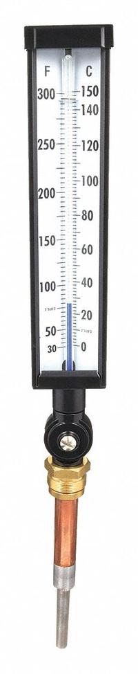 APPROVED VENDOR Industrial Glass Thermometer: 30°F to 300°F /0°C to 150°C, +/-1% Accuracy (MPN 4PRT4). Key specifications — Thermometer Thread Type: UNEF; Accuracy: +/-1%; Brand: APPROVED VENDOR.