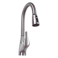 EZ-FLO Gooseneck Pull Out Kitchen Faucet: Metal, Single-Post, Deck, 1 Mounting Holes, Brushed Nickel (MPN 10389). Key specifications — Brand: EZ-FLO.