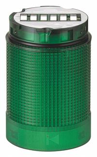 WERMA Tower Light Module: Flashing/Steady, 24V AC/24V DC, Green, 40 mm Overall Dia, 59 mm Overall Ht (MPN 63421075). Key specifications — Brand: WERMA; Compatible with Series: KombiSIGN 40; Lens Color: Green; Operating Voltage: 24V DC; Manufacturer Part Number: 63421075.