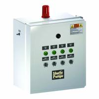 LIBERTY PUMPS Quadplex Control Panel: Quadplex, Single Phase, 208/230V AC, 15 to 20 A, Tether Float (MPN QE24H=6). Key specifications — Current: 15 to 20 A; Rated Voltage: 208/230V AC; Alert Output: Audio; Intrinsic Safety: Not Specified Intrinsically Safe; Includes Reversing: Non-Reversing; Dosing Schedule: Demand Dose; Brand: LIBERTY PUMPS.