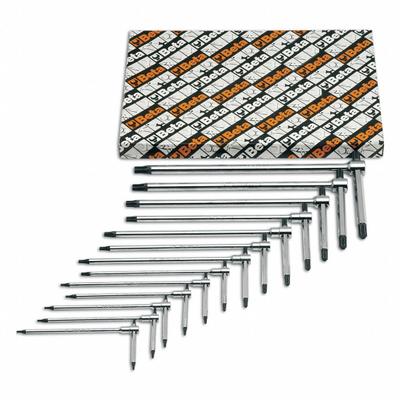 BETA Torx Key Set: Long, 13 Pieces, T10/T15/T20/T25/T27/T30/T40/T45/T50/T6/T7/T8/T9 Tip Size - L-Shaped Torx & Torx Plus Key Sets