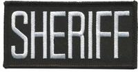 HEROS PRIDE Embroidered Patch: Sheriff, 4 in x 2 in, Black/White, Plastic, Sew-On, Chest (MPN 5700). Key specifications — attr1074238: Sew-On; attr188498: 4 in x 2 in; attr188499: White; attr188500: Plastic; attr188503: Sheriff; attr193746: HEROS PRIDE.