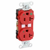 HUBBELL Receptacle: Hospital Grade Fed. Spec., Duplex, 5-20R, Red, 125V AC, 20 A, 2 Pole / 3 Wire (MPN 8300REDL)