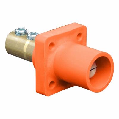LEVITON Single Pole Receptacle: Orange, Straight Taper Nose Mating, Double Set Screw Termination - Receptacles with Set Screw Terminations