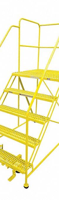COTTERMAN Work Platform: 4.2 ft Platform Ht - Max, 36 in x 36 in, Steel, 800 lb Load Capacity (MPN 5WP3636RA3B4B8AC2P6). Key specifications — Folding: Not Foldable; Mobility: Rolling; Components Included: Rubber Foot Pads; Use Location: Indoor; Brand: COTTERMAN; Color: Yellow; Height Adjustability: Fixed Height; Includes Handrails: Handrails Included.