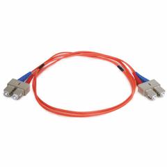 MONOPRICE Fiber Optic Patch Cord: Multi-Mode, 1 m Lg, SC End 1, SC End 2, Orange, PVC, 2 Fiber Count (MPN 2611). Key specifications — Fire Rating: Riser; Jacket Material: PVC; Number of Fibers: Duplex; Brand: MONOPRICE; _Fiber Optic Cable Style: 62.5/125µ OM1.