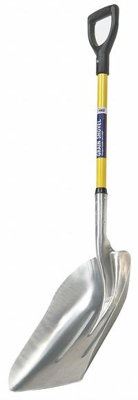 ABILITY ONE Scoop Shovel: Std Scoop, 2 Ribs, Aluminum, #12 Blade Size, 14 1/4 in Blade Wd, D-Grip (MPN 5120-01-611-8075). Key specifications — attr979006: Aluminum; attr979016: Scoop Shovel; attr987921: #12; attr979009: ABILITY ONE; attr979010: Yellow.