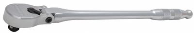 PROTO Hand Ratchet: Pear, Reversible, 17 1/2 in Overall Lg, Chrome, 4° Min Arc Swing - Flex-Head Ratchets