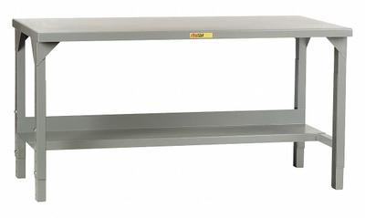 LITTLE GIANT Workbench: Adj Ht, Steel, 60 in x 24 in, 4,500 lb Overall Load Capacity - Workbenches with Lower Shelves