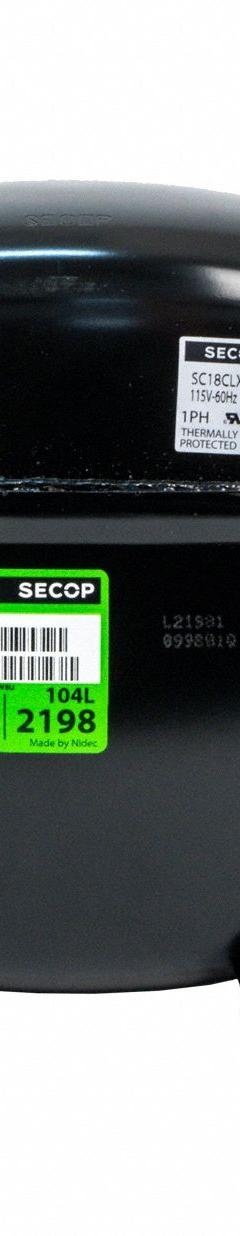 SECOP Compressor: Reciprocating, 3,656 BtuH Cooling, 3/4 hp, 1/4 in Discharge Line Connection Size (MPN SC18CLX.2-1). Key specifications — Manufacturer Part Number: SC18CLX.2-1; Brand: SECOP; Compressor Protection: Hermetic; For Refrigerant Type: R-404A.