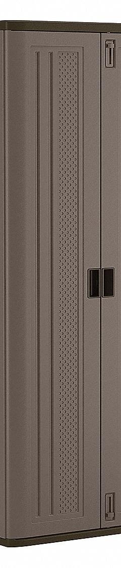 SUNCAST Storage Cabinet: 30 in x 20 1/4 in x 72 in, Recessed Pull Handle & Padlock Hasp, Frame (MPN BMC7200). Key specifications — Cabinet Color: Platinum/Slate; Base Type: Frame; Assembled: Unassembled; Mobility: Stationary; Adjustable Shelves: (3) Adjustable; Cabinet Material: Resin; Brand: SUNCAST; Cabinet Style: Shelves.